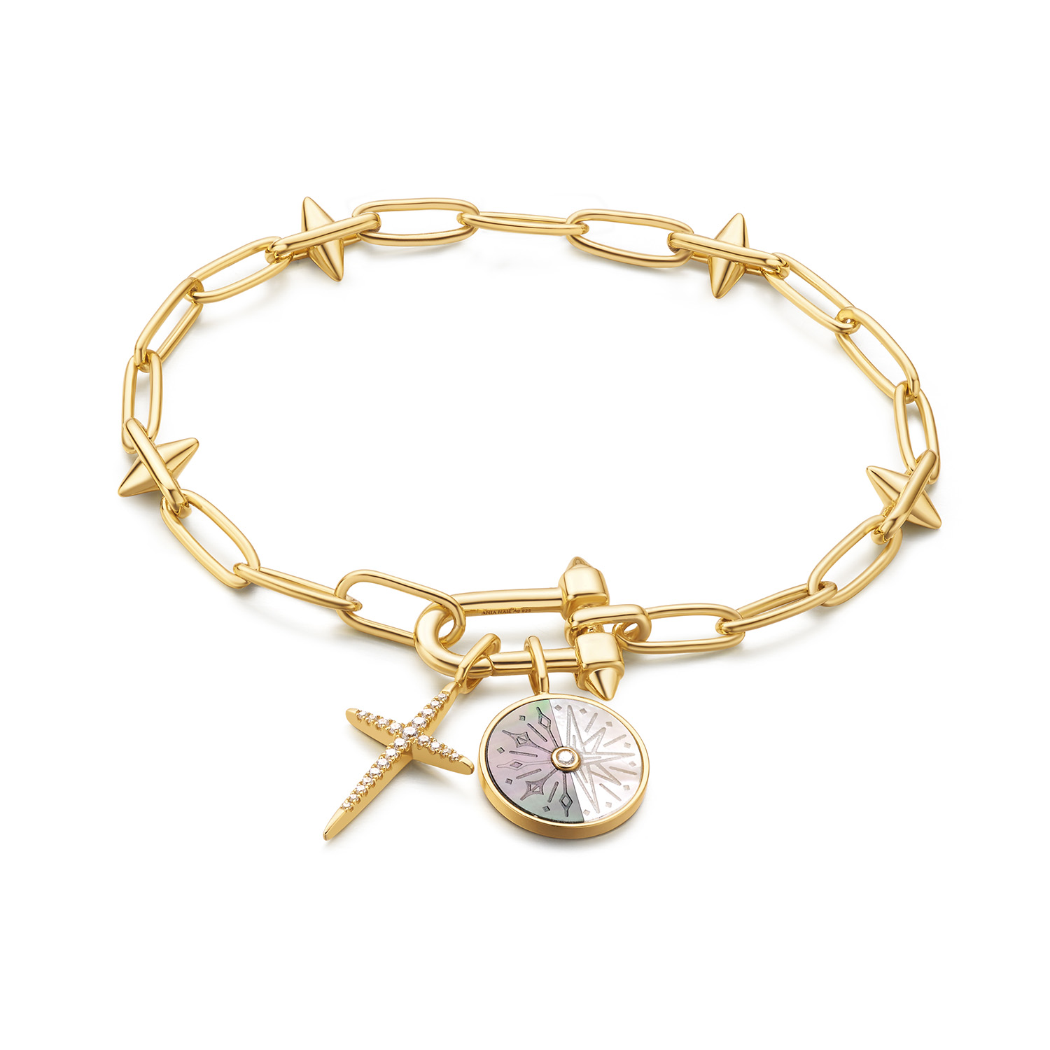 Gold Stud Link Charm Bracelet - Afbeelding 3