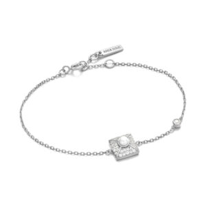 Silver Pearl Pave Bracelet M