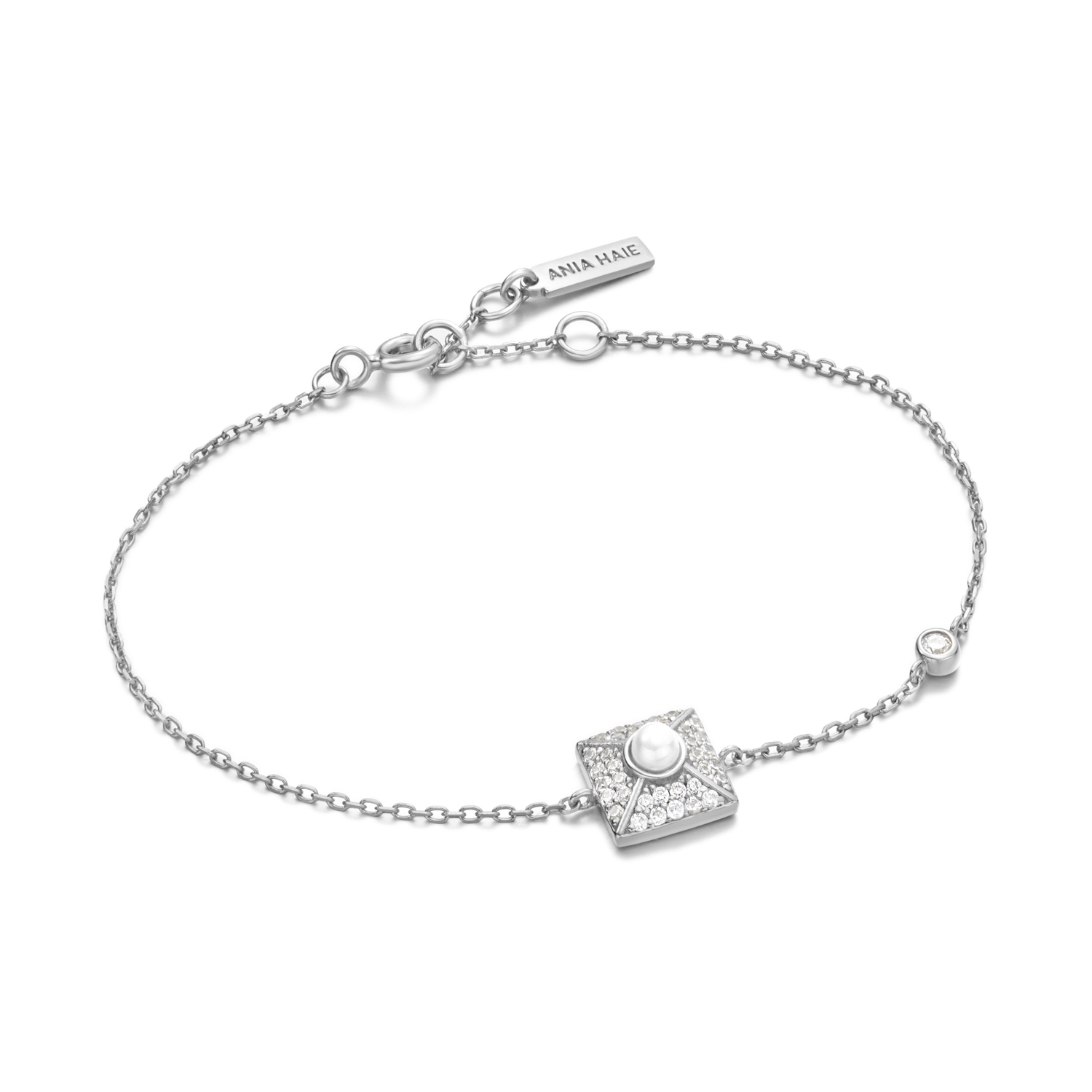 Silver Pearl Pave Bracelet M