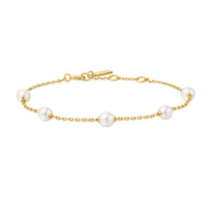 Gold Pearl Station Bracelet S