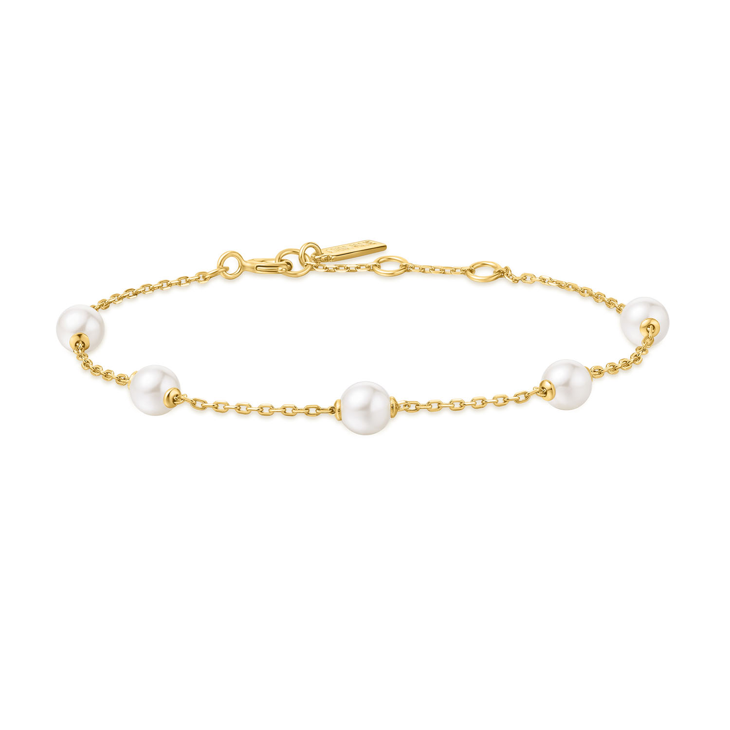 Gold Pearl Station Bracelet S