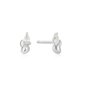 Silver Twisted Wave Stud Earrings S
