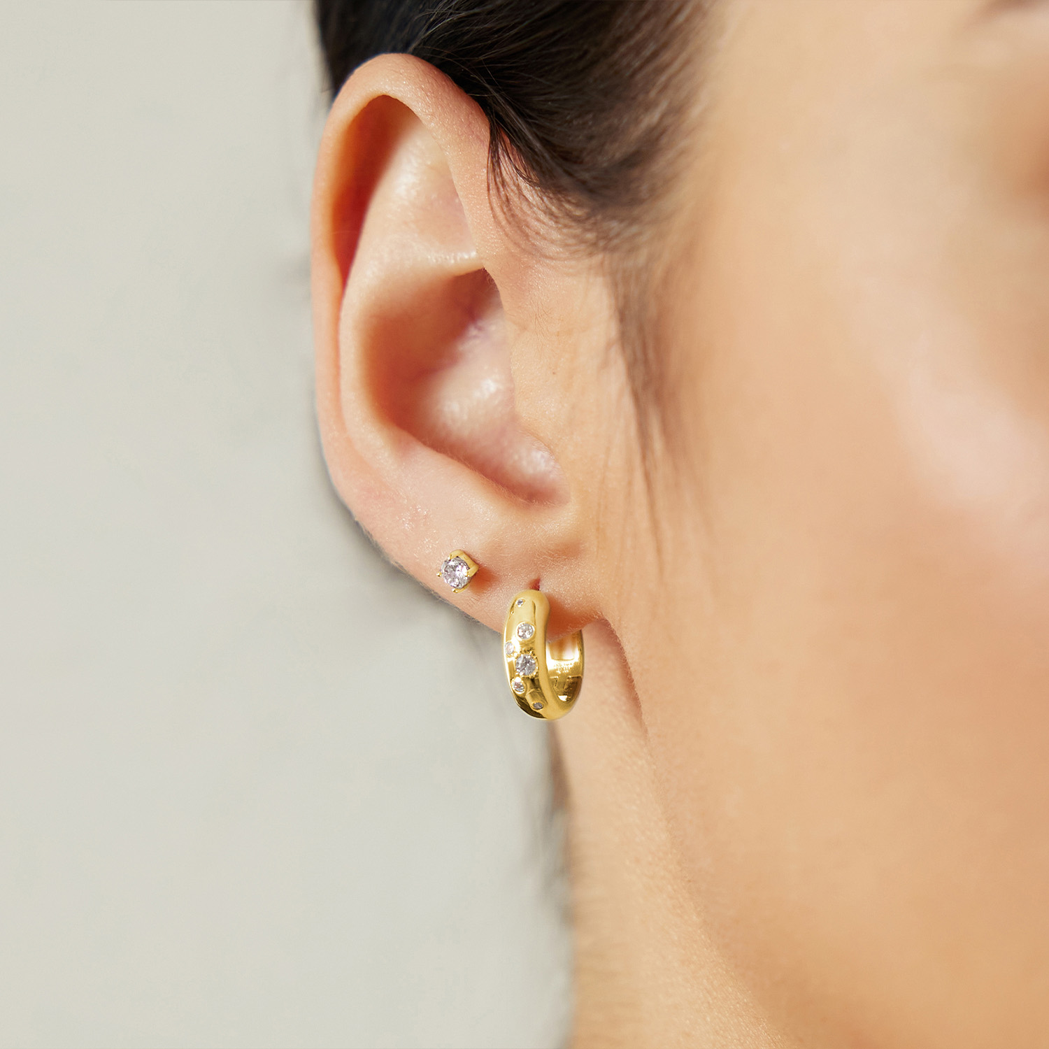 Gold S Chubby Huggie Hoop Ear. E - Afbeelding 2