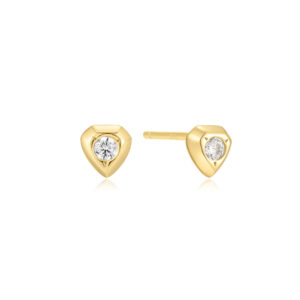 Gold Sparkling Shield Stud Ear. E