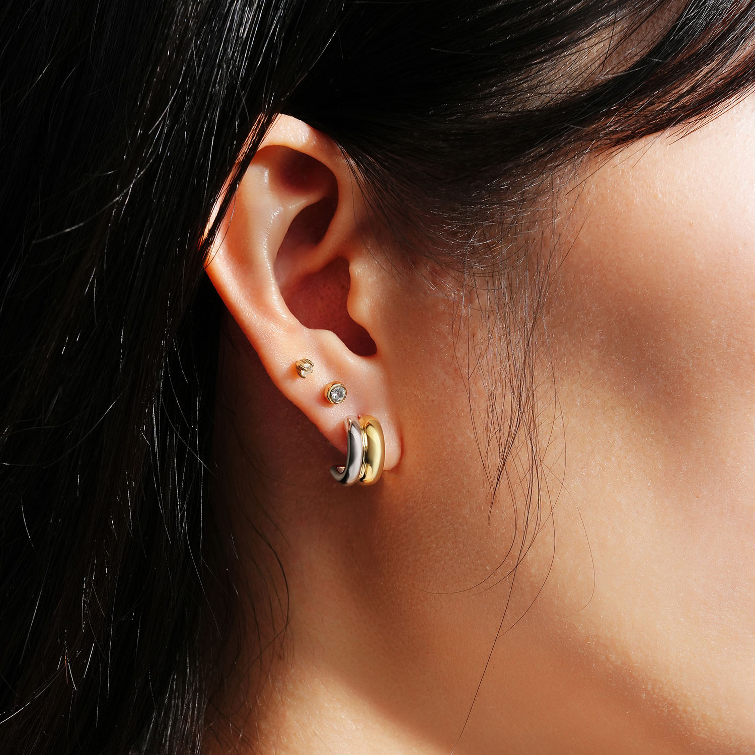 Two-Tone Duet Mixed Hoop Ear. E - Afbeelding 2