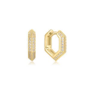 Gold Sparkling Shield Hoop Ear. E