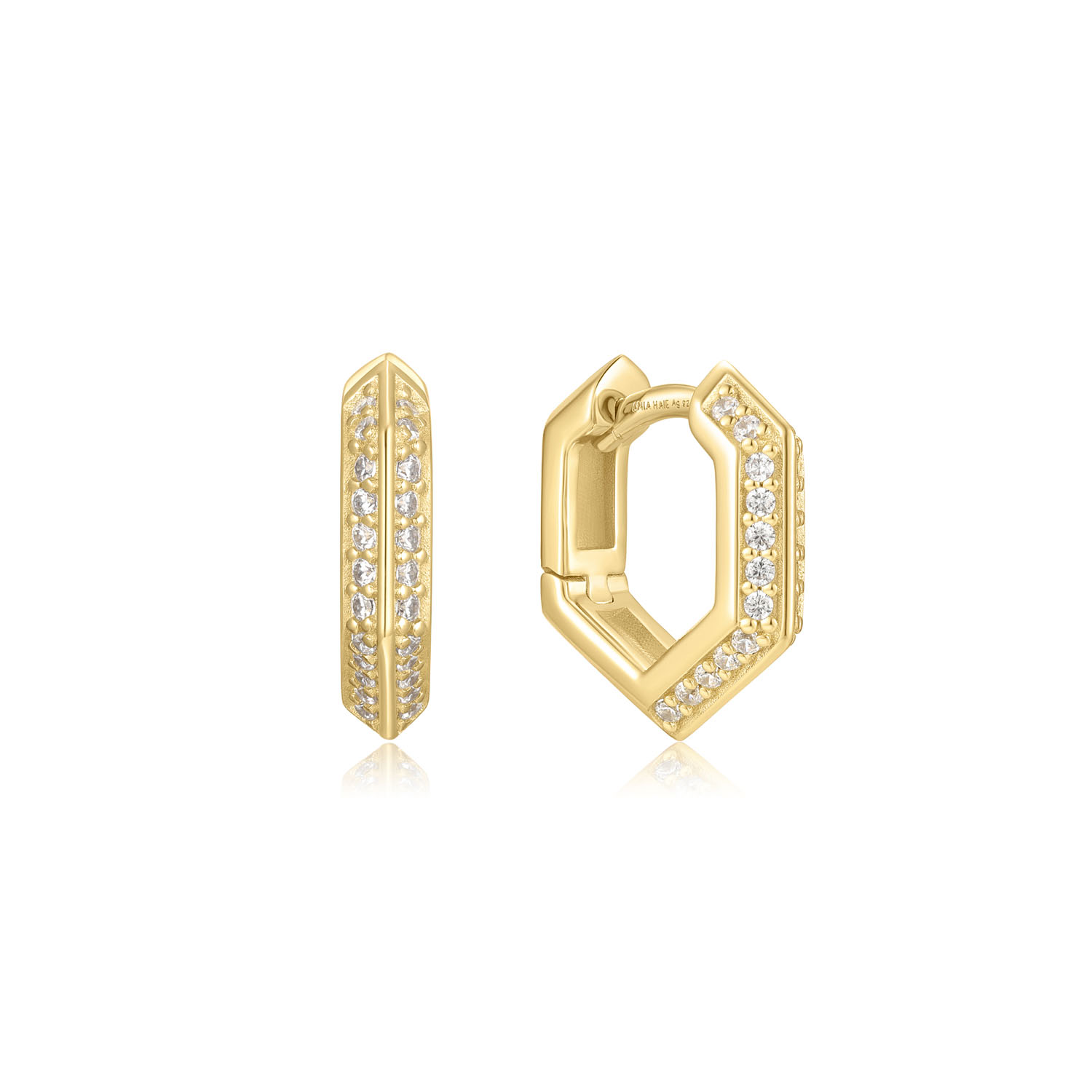 Gold Sparkling Shield Hoop Ear. E