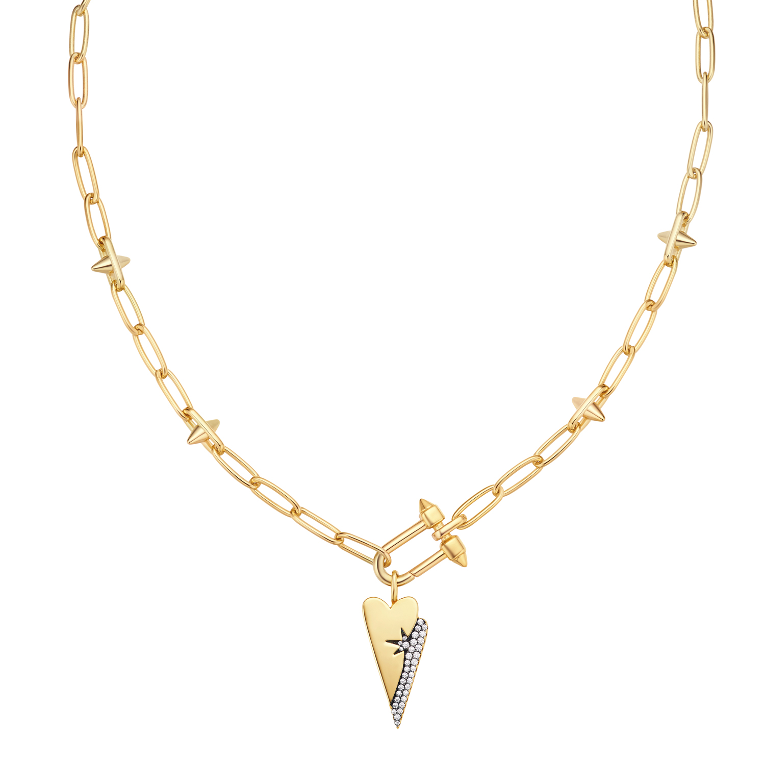 Gold Stud Link Charm Necklace - Afbeelding 2
