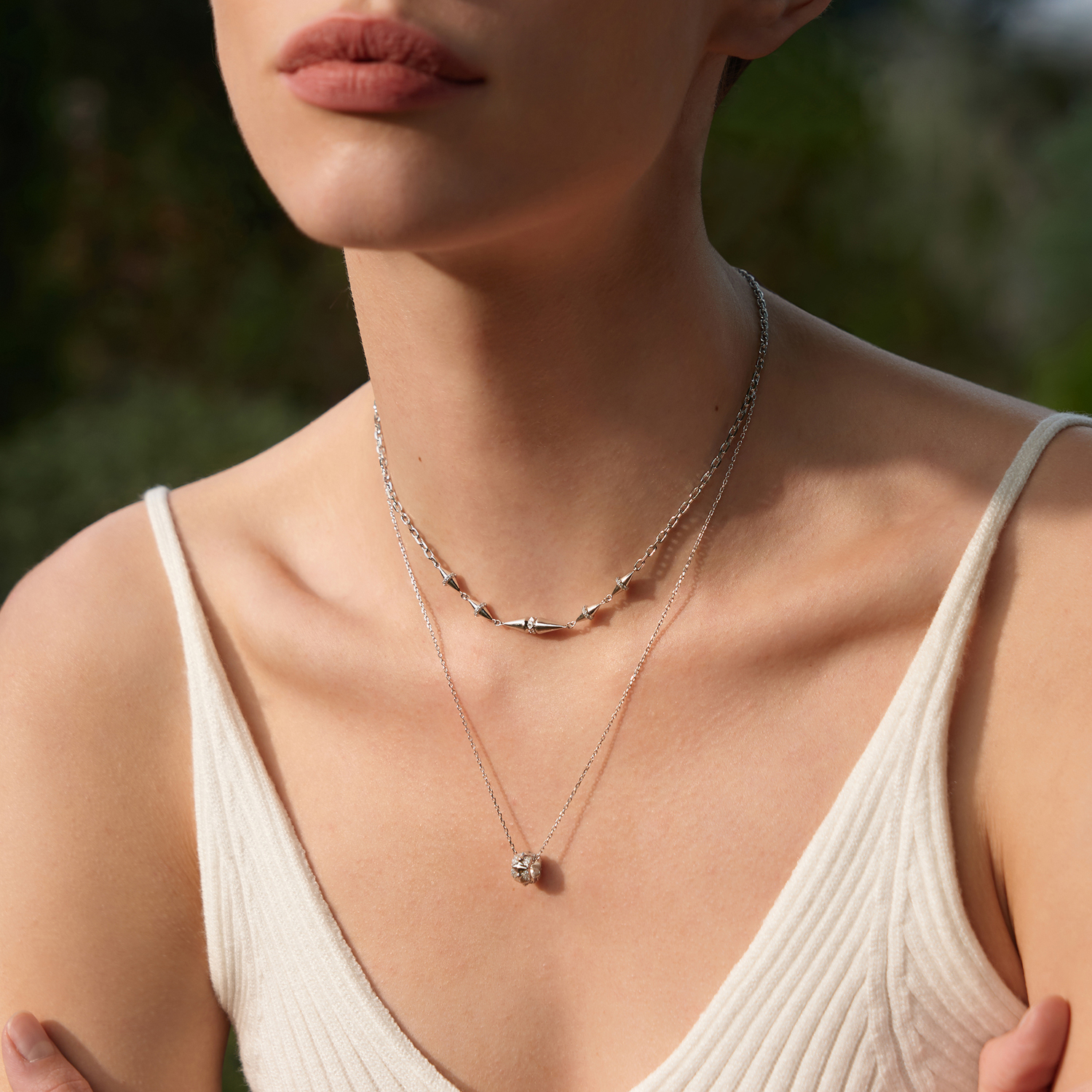 Silver Geometric Chain Necklace M - Afbeelding 2