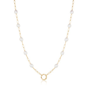 Pop Charms Gold Pearl Christal Necklace M