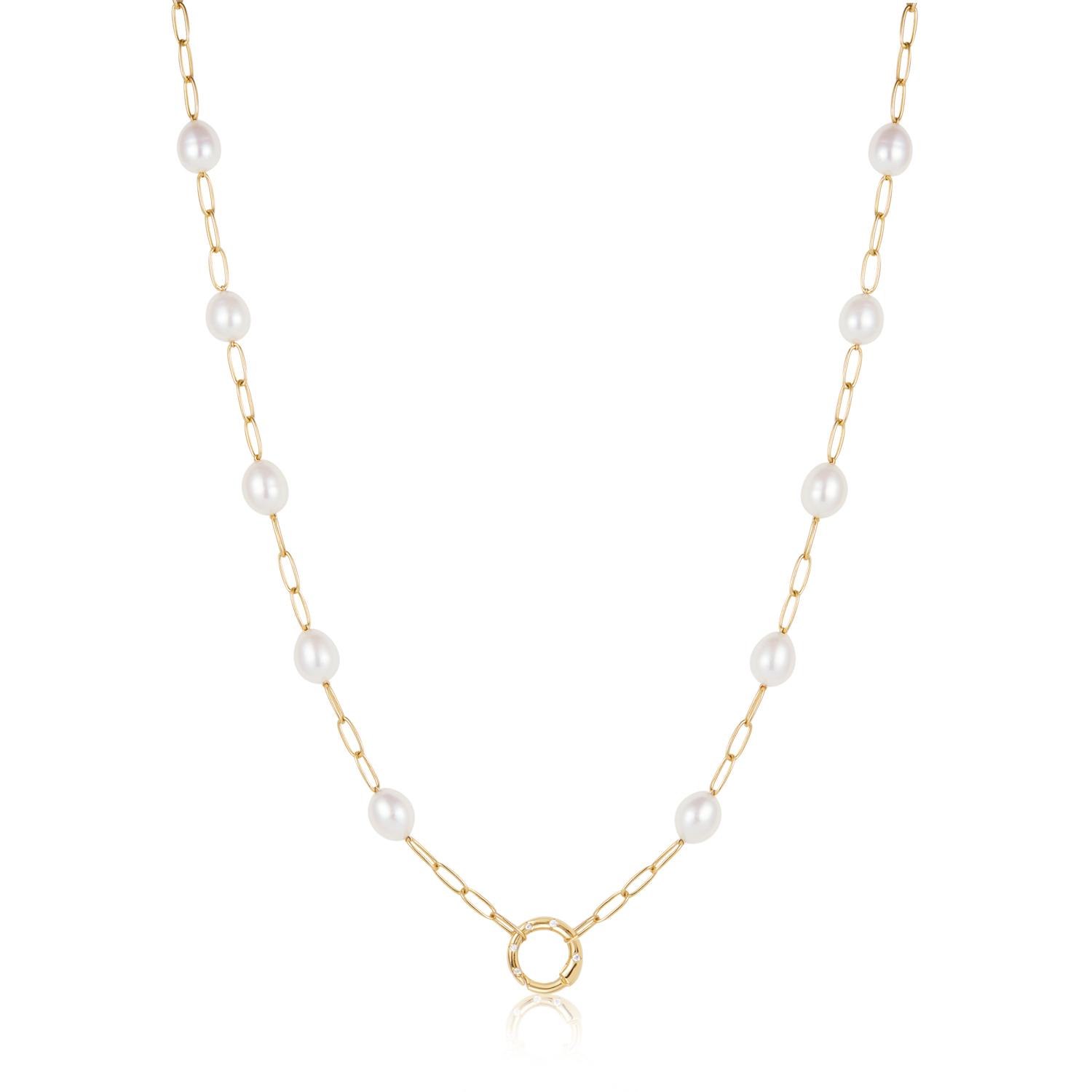 Pop Charms Gold Pearl Christal Necklace M