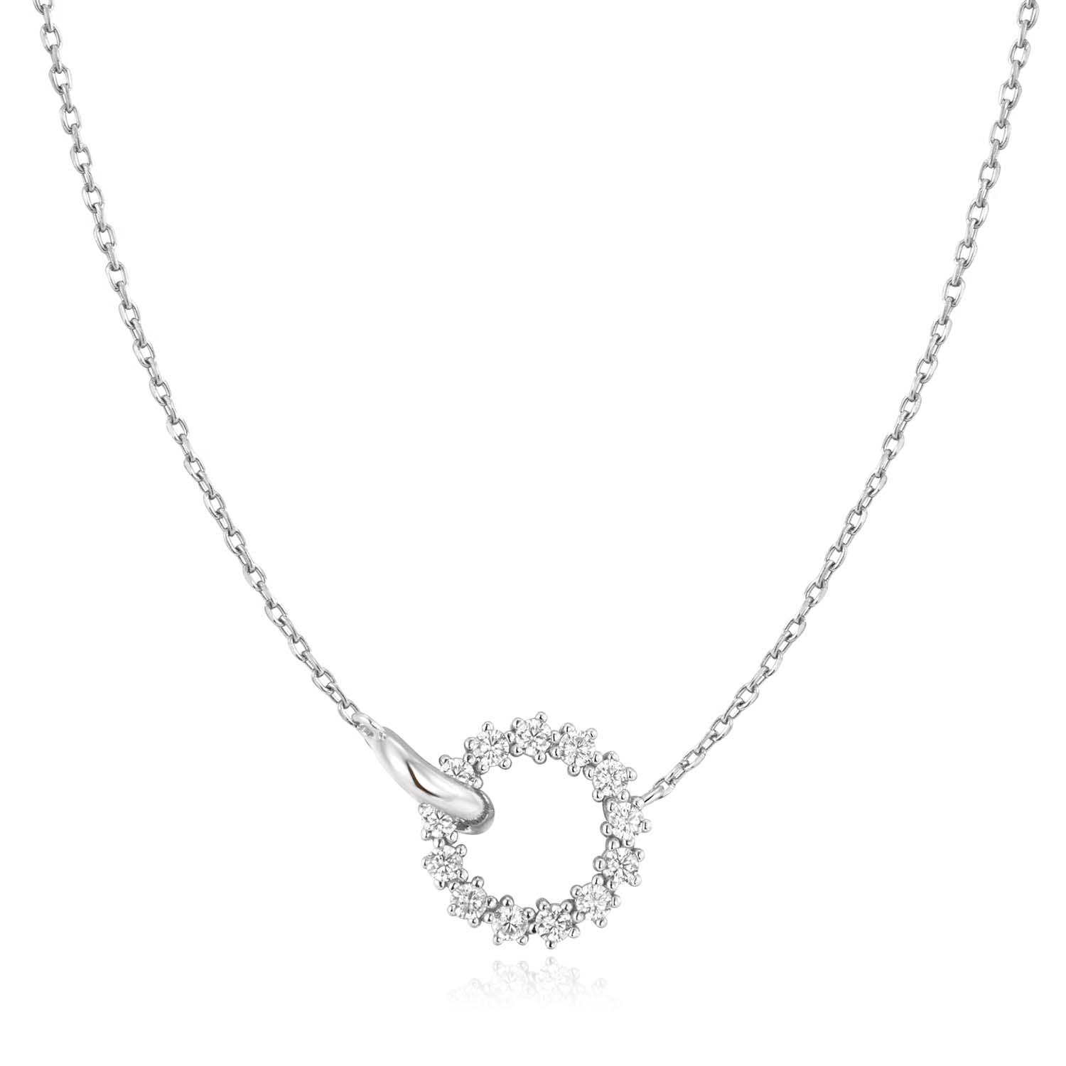 Miss Twinkle Silver Interlinked Circles Pavé Necklace