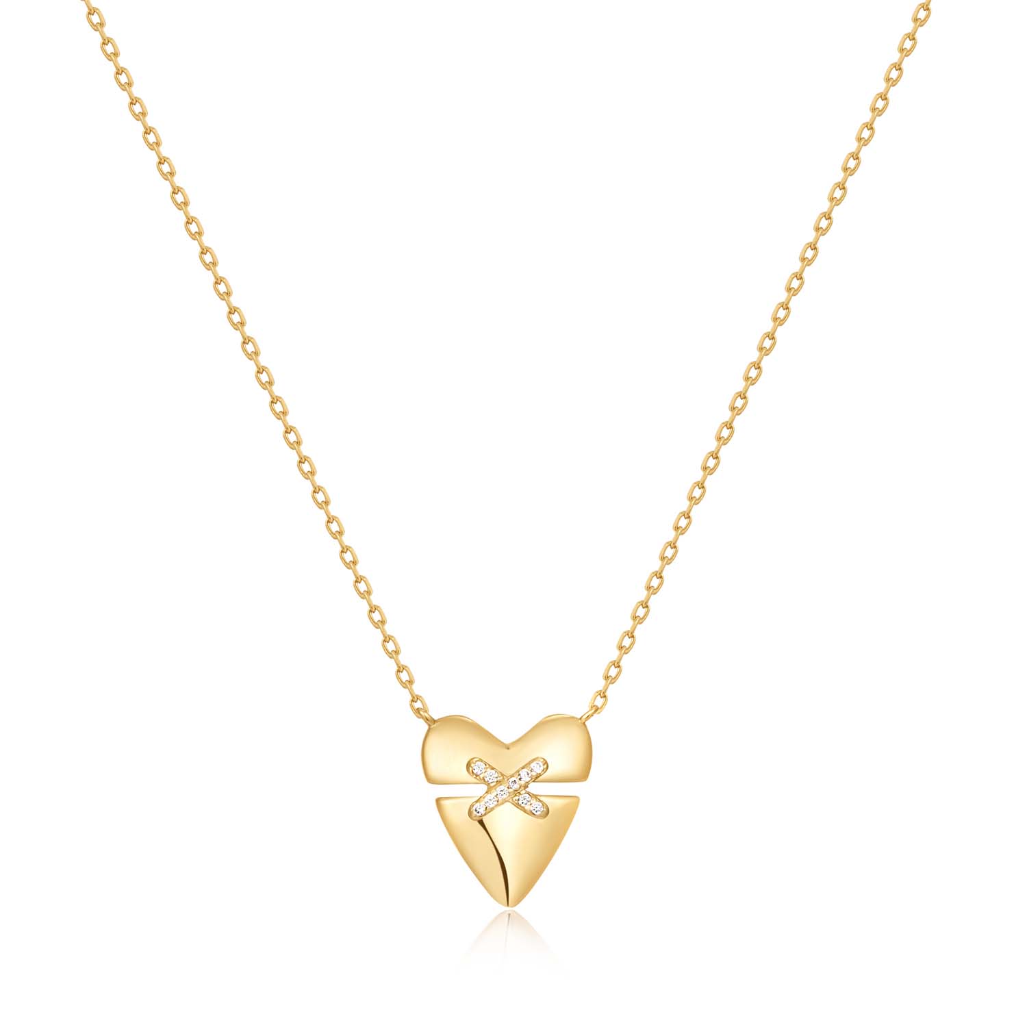 Heart Hunter Gold Heart Kiss Pavé Necklace