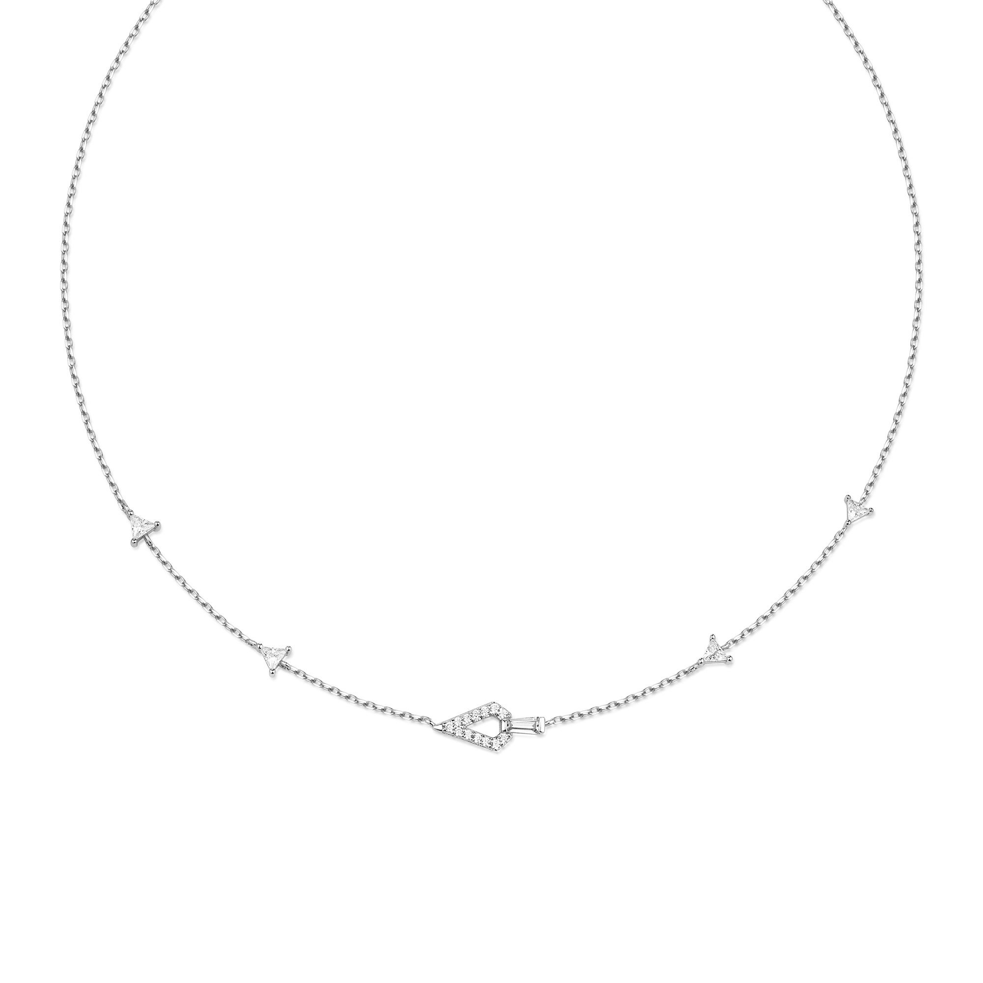 Silver Geometric Satellite Neckl. M