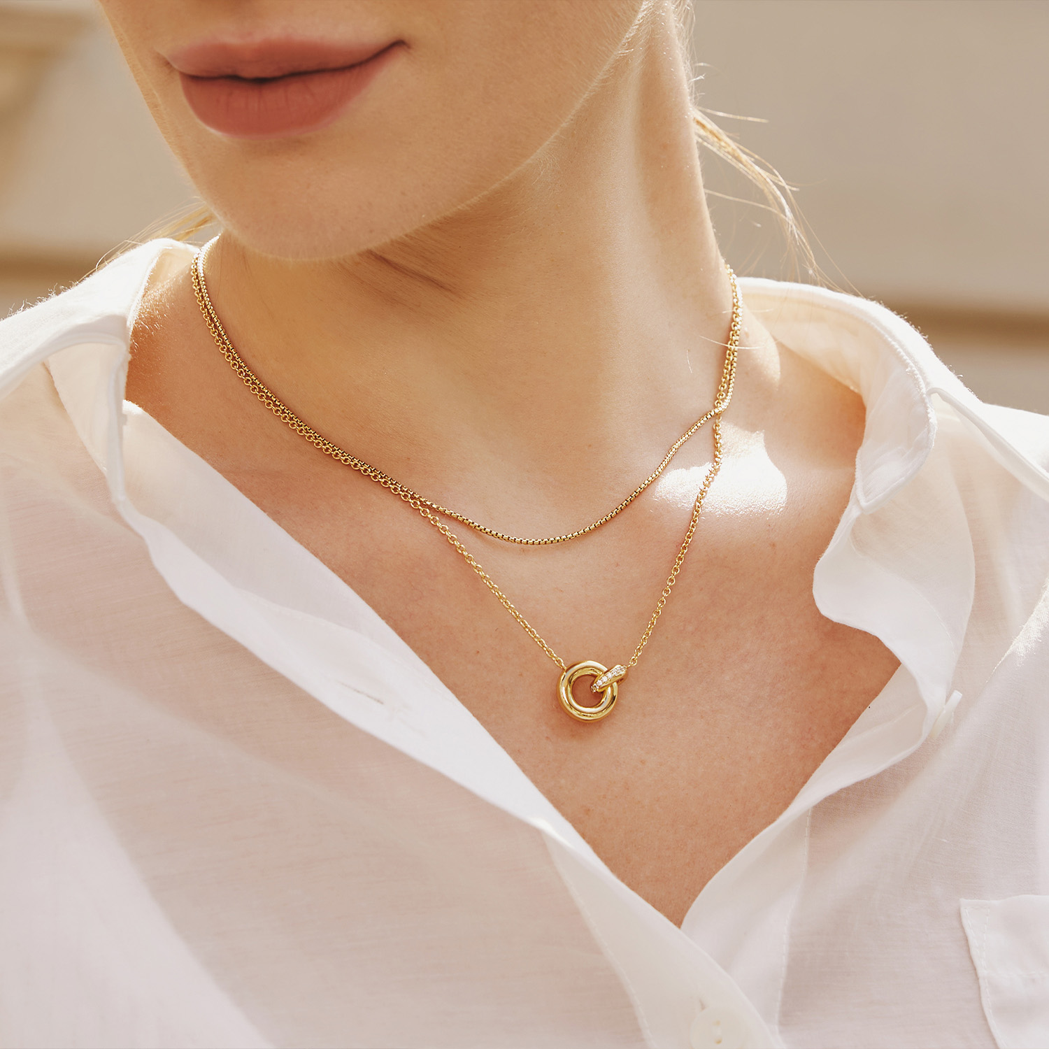 Gold Linked Necklace S - Afbeelding 3
