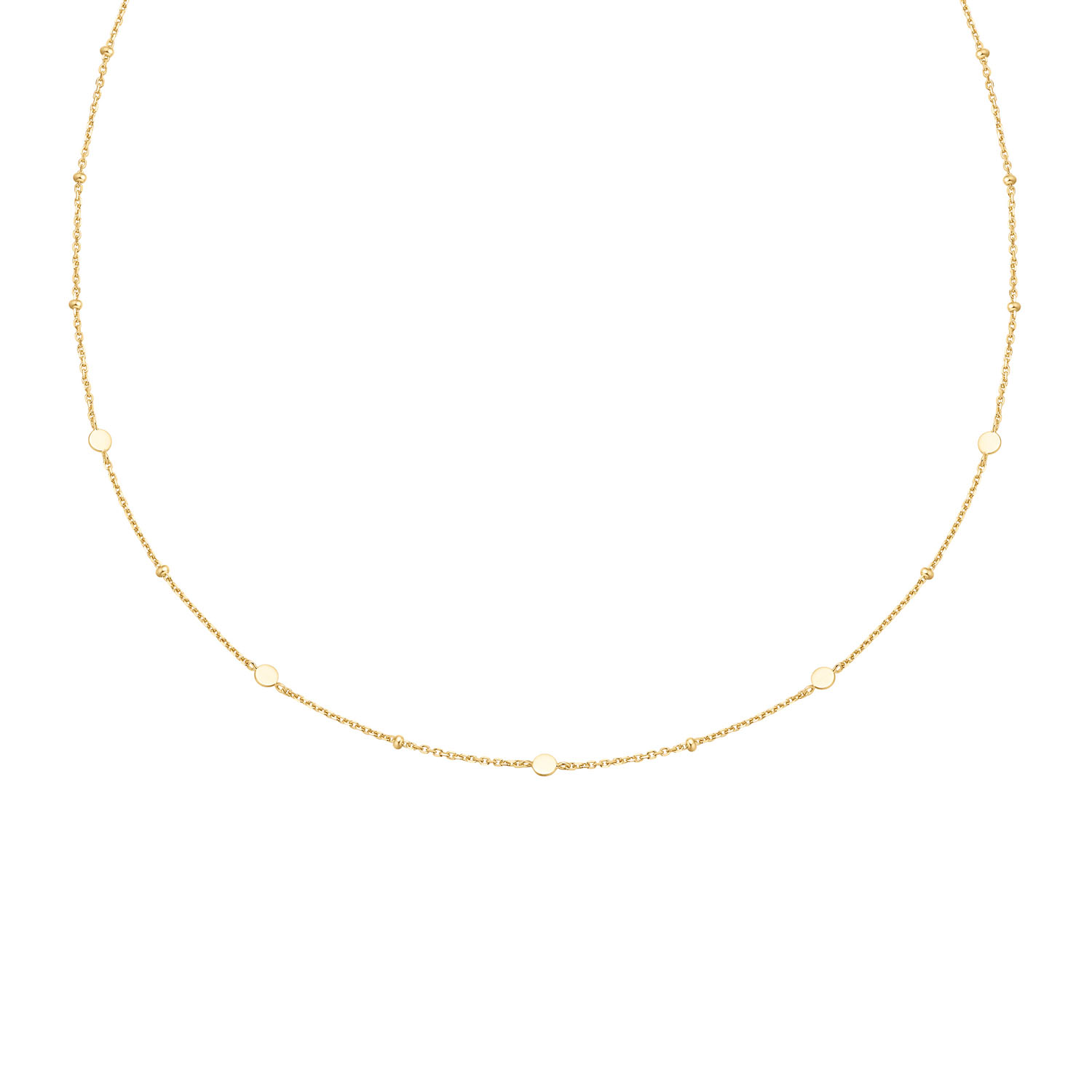 Gold Disc Station Necklace S