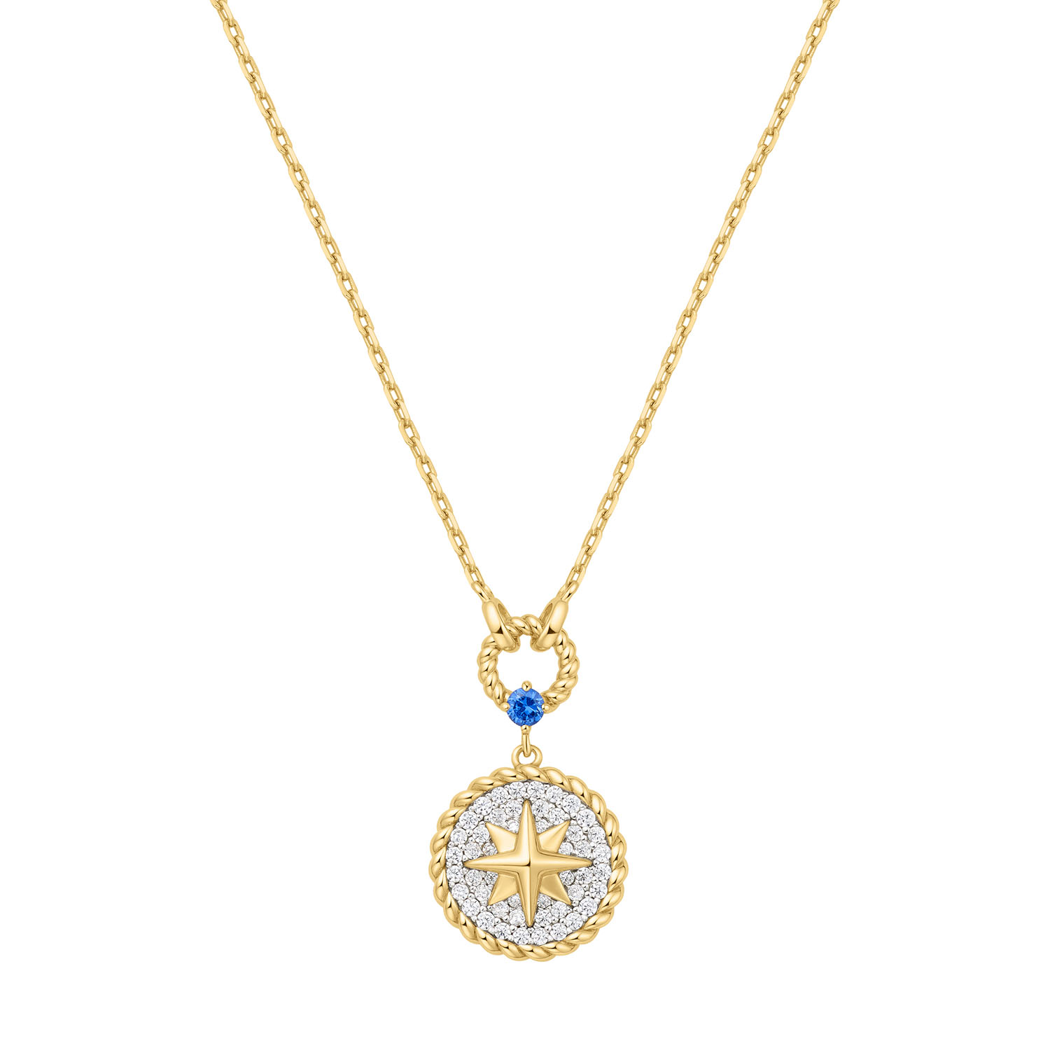 Two-Tone Star Signet Necklace S
