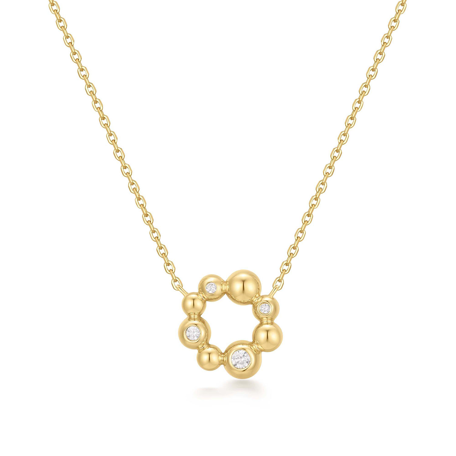 Gold Asym. Beaded Circle Neckl. S