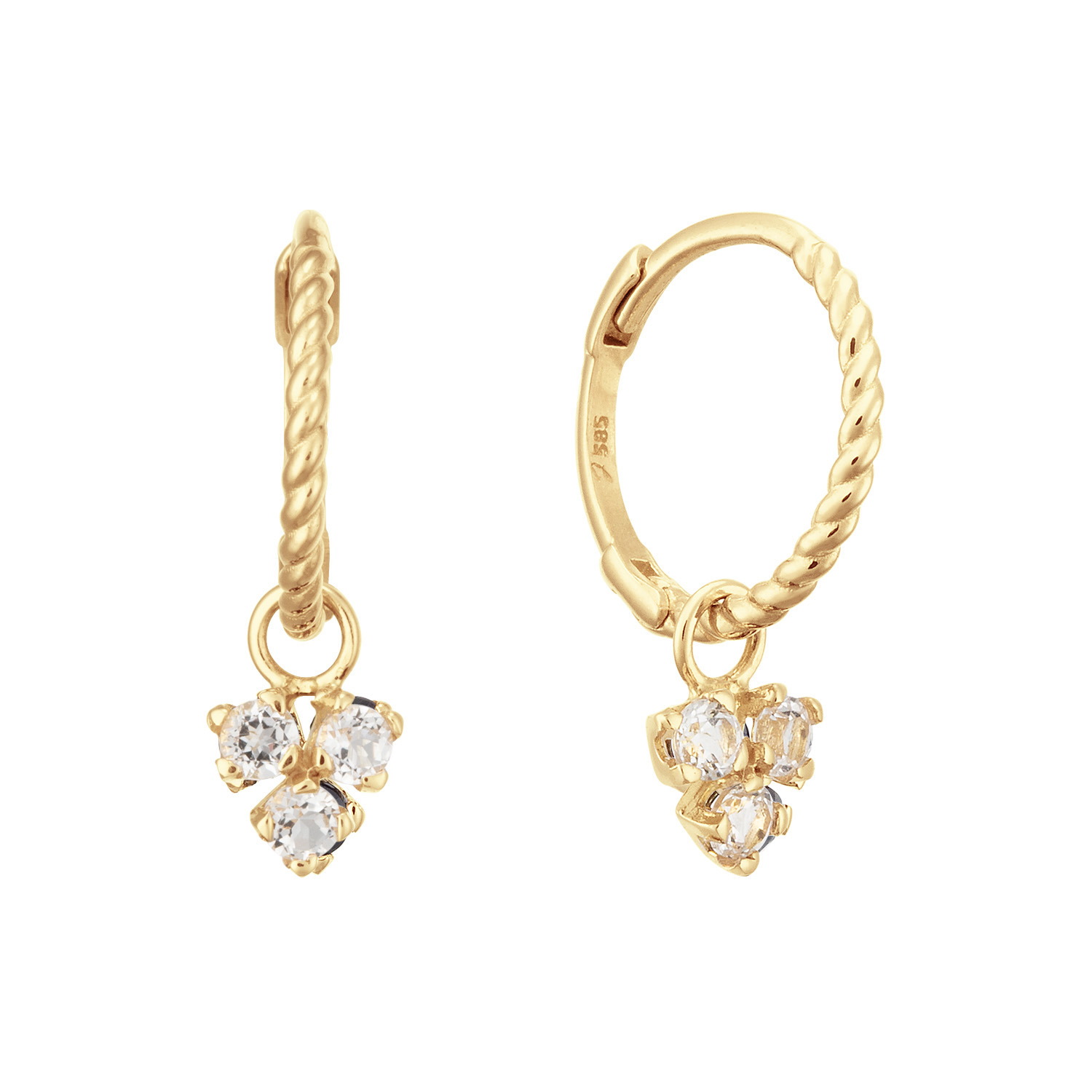 Triangle White Topaz Hoops Earrings