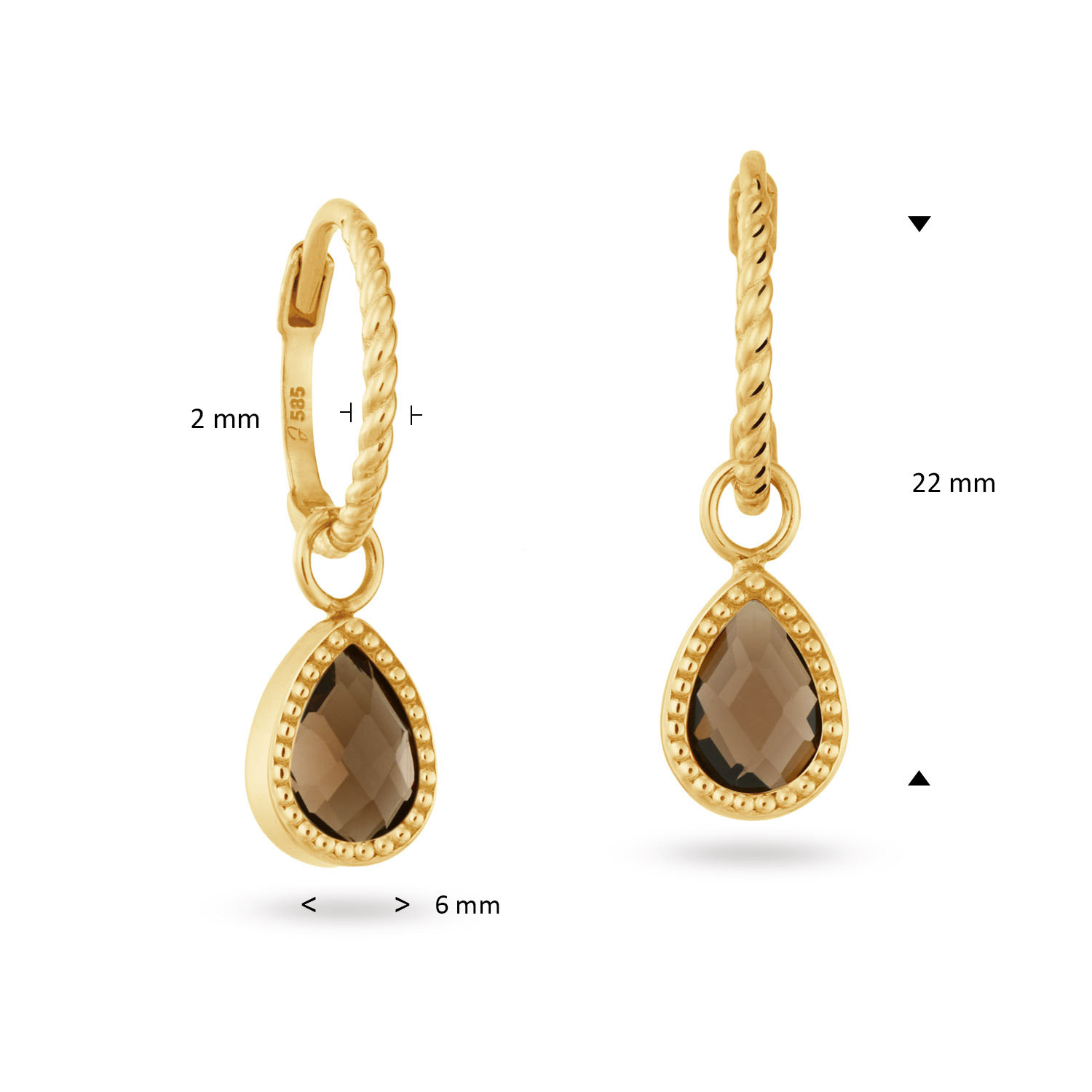 Amstel Smoky Quartz Hoops Earrings - Afbeelding 2