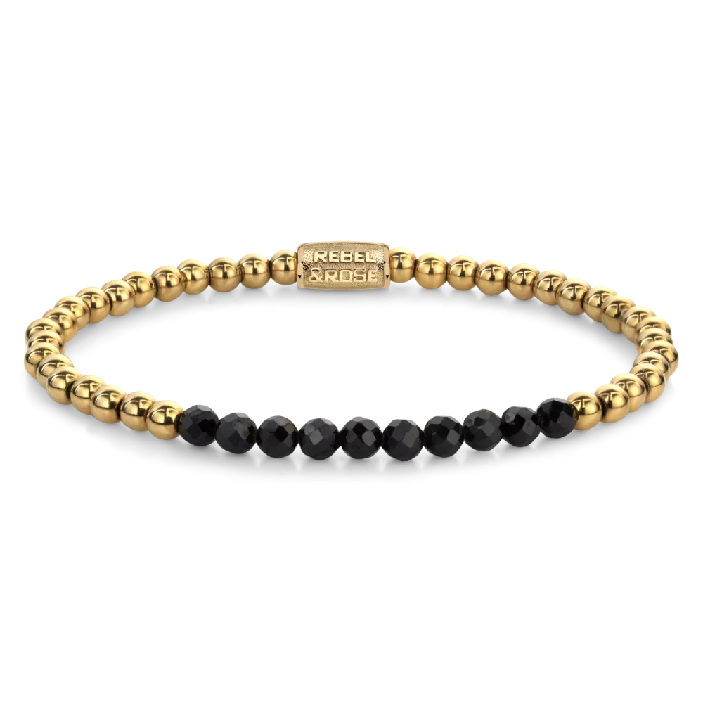 Black Glam Rocks Meets Yellowgold - 4mm