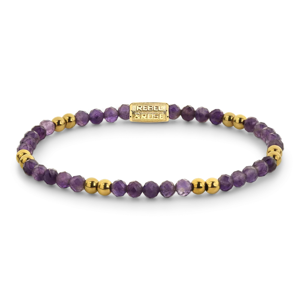 Purple & Yellowgold Glam Rocks - 4mm